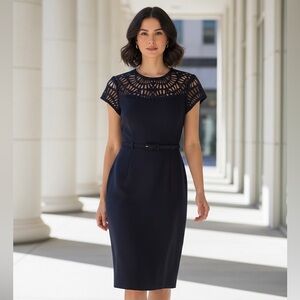Susana Monaco | Navy Blue Wool Midi Dress